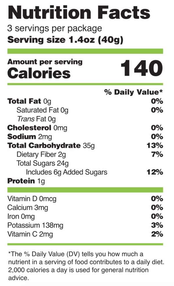 JBmango nutrition facts tp