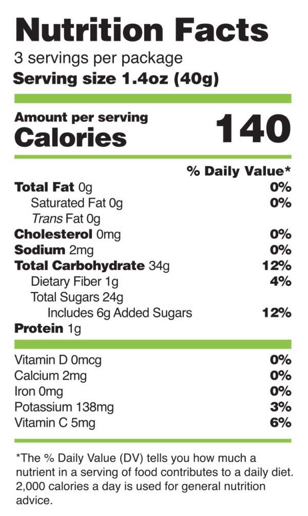 JBmango nutrition factsSB